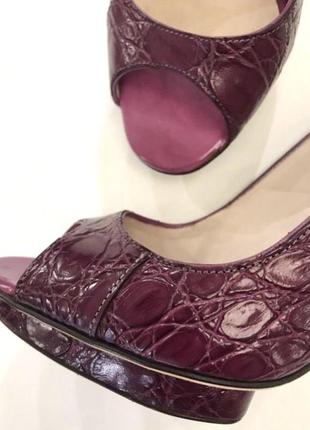 Оригинальные туфли santoni кожа крокодила6 фото