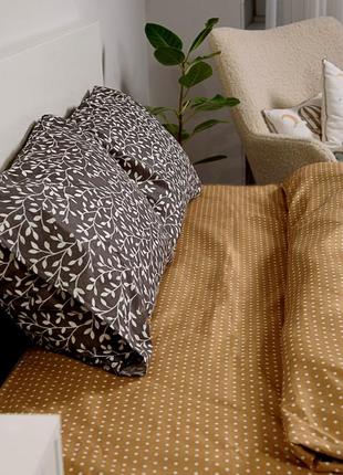 Двуспальный комплект постельного белья из поликоттона (70% хлопок 30% полиэстер) - стебли8 фото