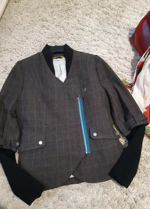 Мега стильный шерстяной утепленный пиджак/пальто в клетку, emneti, p m5 фото