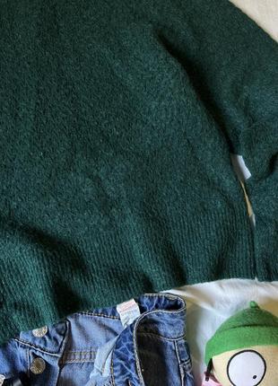 Теплый зеленый свитер с добавлением шерсти и мохера от hm4 фото