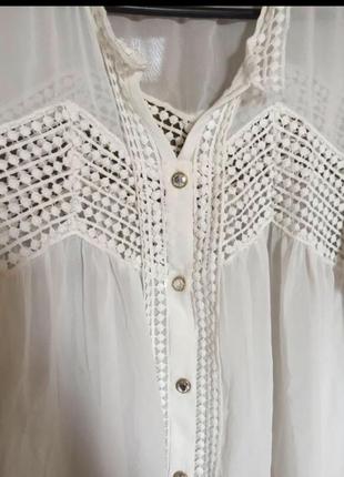 Нежная блуза блузка чисто белая гипюр нарядная стильная модная оверсайз6 фото