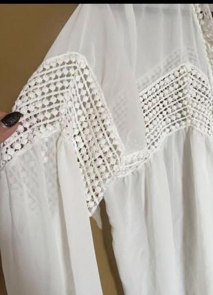 Нежная блуза блузка чисто белая гипюр нарядная стильная модная оверсайз9 фото