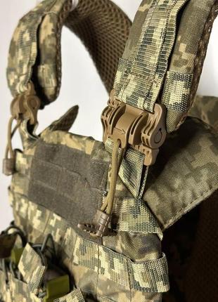 Плитоноска з системою швидкого скидання з підсумками та напашником cordura ( піксель / мультикам )2 фото