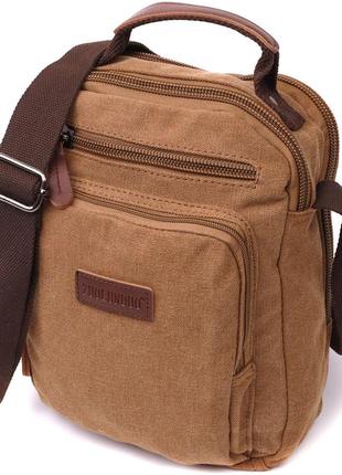 Отличная вертикальная сумка для мужчин из текстиля vintage 22236 коричневый