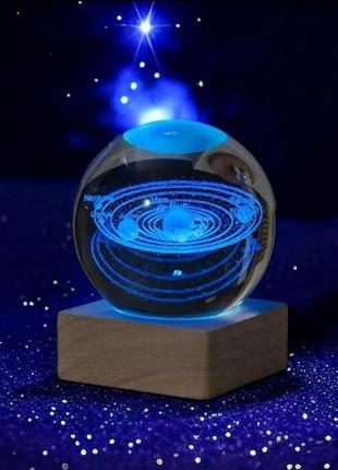 Ночник светильник подсветка хрустальный магический шар солнечная система. подарок на новый год