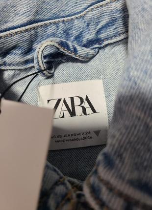 Джинсовая куртка укороченная джинсовка пиджак светлый xs zara 8197/27610 фото