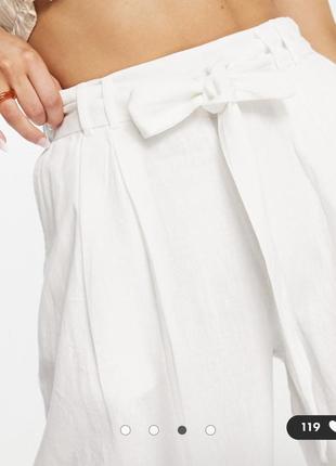 Vila нові білі літні штани брюки широкі льон бавовна літні пляжні вільний крій5 фото