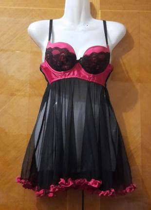 Брендовый красивый 🔥пенюар р. 10/36 от ann summers,косточки, поролон, кружево
