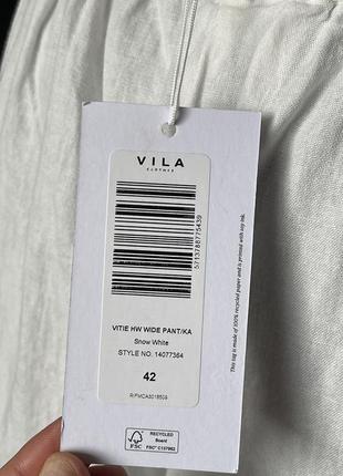 Vila нові білі літні штани брюки широкі льон бавовна літні пляжні вільний крій10 фото