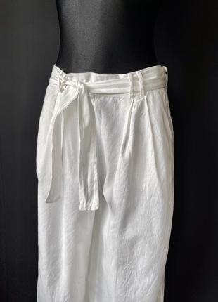 Vila нові білі літні штани брюки широкі льон бавовна літні пляжні вільний крій8 фото