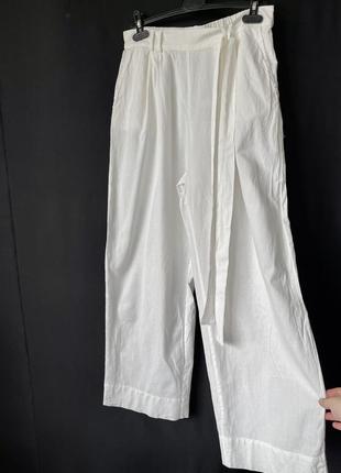 Vila нові білі літні штани брюки широкі льон бавовна літні пляжні вільний крій9 фото