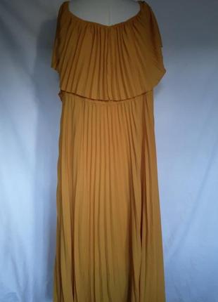 Женское яркое длинное летнее платье, сарафан, открытые плечи, платье в пол плиссировка   64-66,3 фото