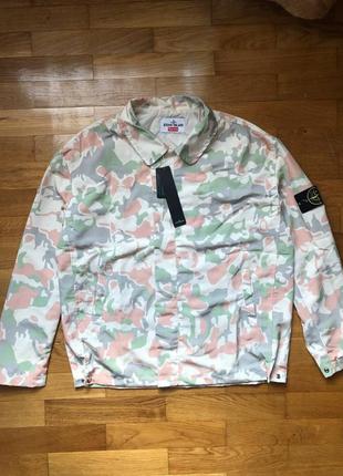 Вітровка stone island / supreme camo ripstop jacket white