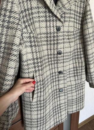 Шерстяное стильные пальто из твида в клетку в стиле манго гусиная лапка размер м10 фото