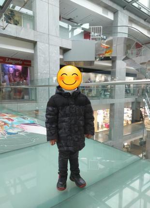 Куртка курточка для мальчика зима бренд серая с чёрным