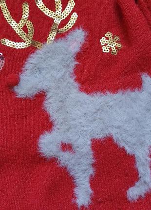 Шикарный яркий новогодний свитерок с оленями на 5-6лет2 фото