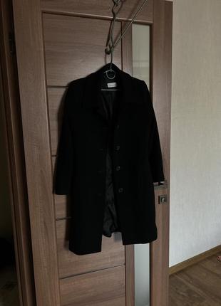 Стильное шерстяное черное пальто пиджак размер s6 фото
