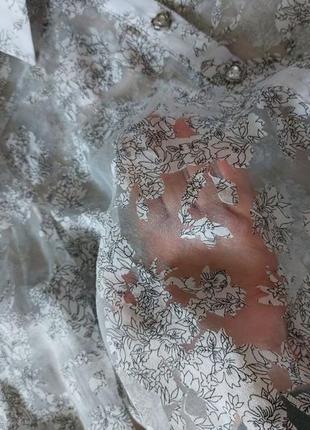 Блузка полупрозрачная из органзы, с цветочным принтом из вискозы, размер 12 - m3 фото