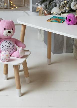 Детский столик и стульчик, детский деревянный стол и стульчик, белый детский столик3 фото