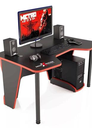 Стіл геймерський (ігровий) комп'ютерний 1200 мм чорний із червоним