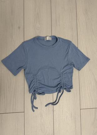 Голубой топ футболка с завязками