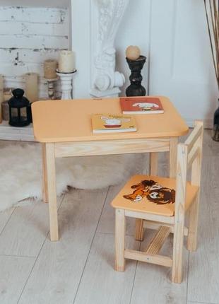 Детский столик и стульчик, детский деревянный стол с ящиком и стульчик5 фото