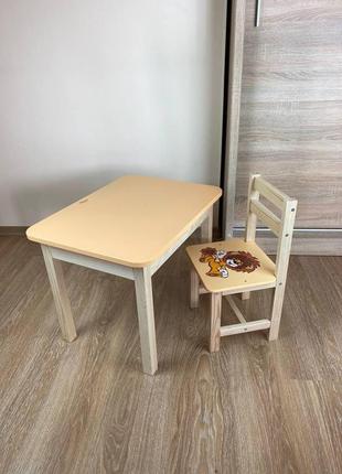 Детский столик и стульчик, детский деревянный стол с ящиком и стульчик8 фото