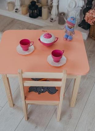 Детский столик и стульчик, детский деревянный стол с ящиком и стульчик6 фото