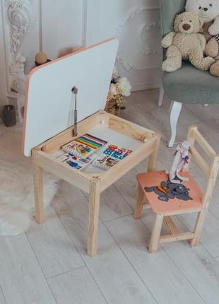 Детский столик и стульчик, детский деревянный стол с ящиком и стульчик9 фото