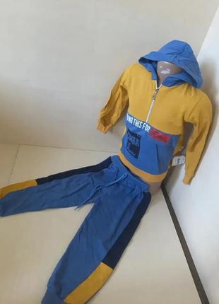 Демисезонный спортивный костюм для мальчика желто голубой р.92 98 104 110 1168 фото