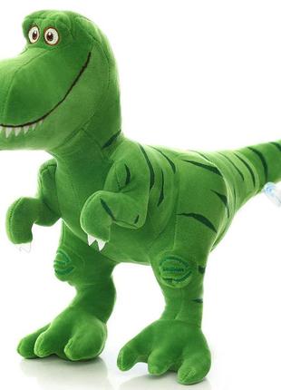 Динозавр resteq зеленого цвета 40 см. плюшевая мягкая игрушка динозавр. игрушка динозаврик. игрушка
