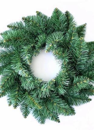 Вінок новорічний різдвяний elegant із штучної хвої d-40 см зелений1 фото