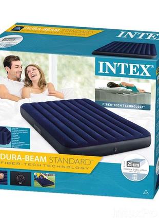 Надувний двомісний матрац intex з двома подушками та насосом, надувне ліжко intex 64765, 203 х 152 х 25 см5 фото