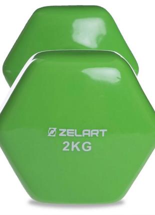Гантель для фитнеса с виниловым покрытием zelart 1 шт 2 кг3 фото