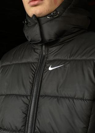 Зимняя куртка мужская nike до -25 с теплая короткая с капюшоном черная пуховик мужской зимний найк