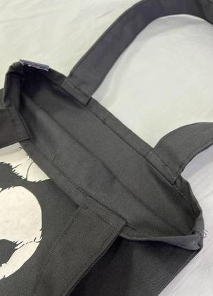 Сумка шопер тканинна з принтом світловідбивним аніме для підлітків у чорному кольорі9 фото