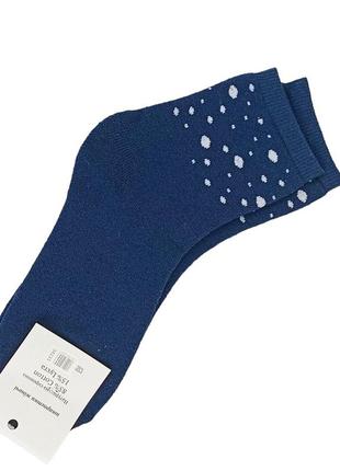 Носки женские махровые высокие 23-25 размер (36-40 обувь) капли зимние синий3 фото