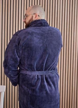 Чоловічий махровий халат батал 2xl-5xl довгий tomiko графіт/сірий3 фото