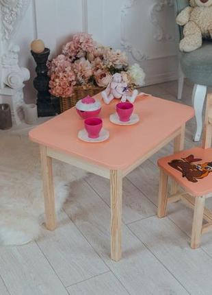 Дитячий дерев’яний столик і стільчик, дитячий стіл з шухлядою та стільчик3 фото