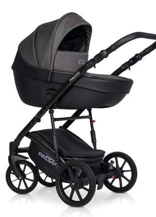 Дитяча універсальна коляска riko pacco 2 в 1, чорний колір