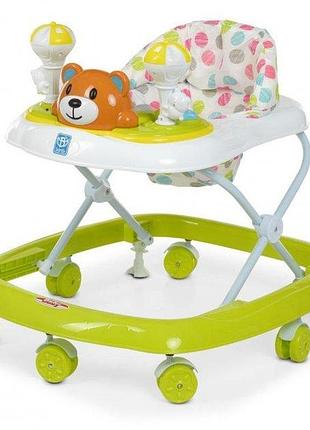 Детские ходунки bambi m 3656, музыкальная панель, зеленый цвет