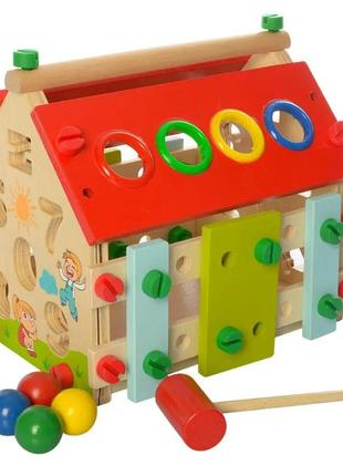 Детский деревянный развивающий центр, деревянная игрушка сортер, детский деревянный конструктор, limo toy 20872 фото