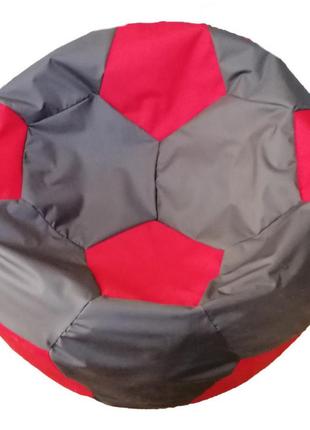 Безкаркасне крісло "м'яч" тм лежебока, сірий з червоним1 фото