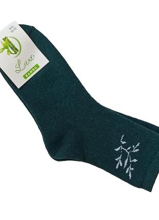 Носки женские махровые высокие 23-25 размер (36-40 обувь) luxe ветвь зимние зеленый7 фото