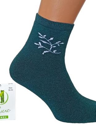 Шкарпетки жіночі махрові високі 23-25 розмір (36-40 взуття) luxe гілка зимові зелений9 фото
