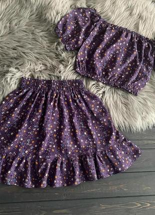 Детский костюм для девочки топ и юбка фиолетовый