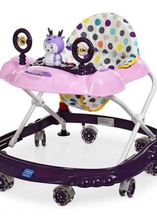 Дитячі ходунки bambi 3168, музична панель, фіолетовий колір1 фото
