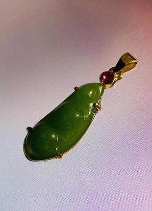 Кулон/підвіска фасоль, смарагдового кольору