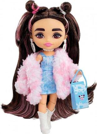 Кукла barbie extra minis doll with cow print furry jacket барби экстра мини модница