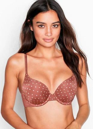 Бюстгальтер жіночий із пушапом у горошок victoria's secret бежевий
